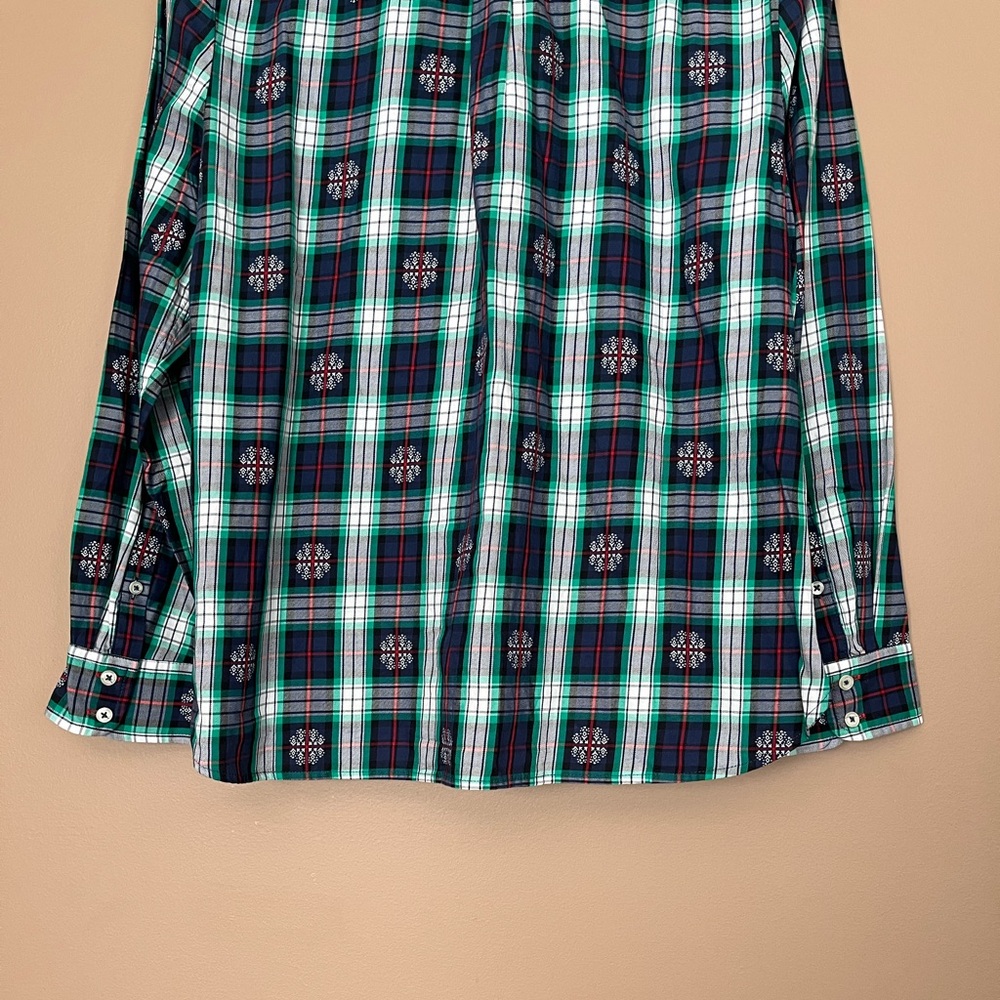{Talbots} Classic Cotton Button Down in Snowflake Jacquard Plaid - Large Petite - Picture 6 of 9